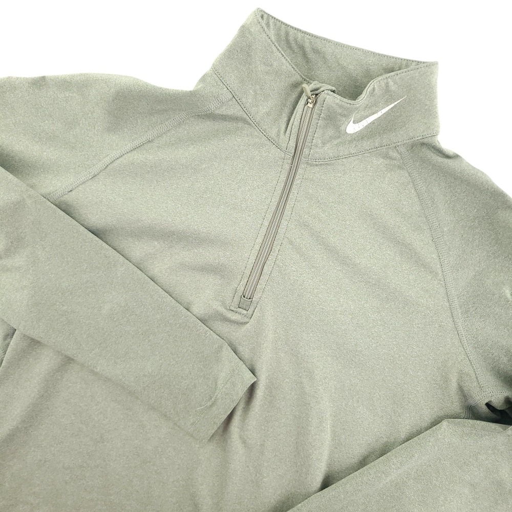 Nike‎ Pro Combat Shirt Womens L Green 1/4 Zip Long Sleeve Dri-FIT Base Layer